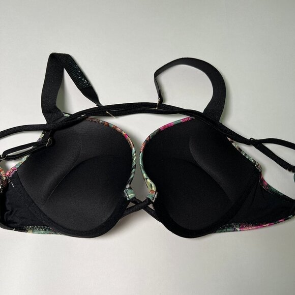 Victoria Secret 36B Bombshell Push Up Bikini Top Adds 2 Cups Shine Strap Palm - Picture 7 of 8